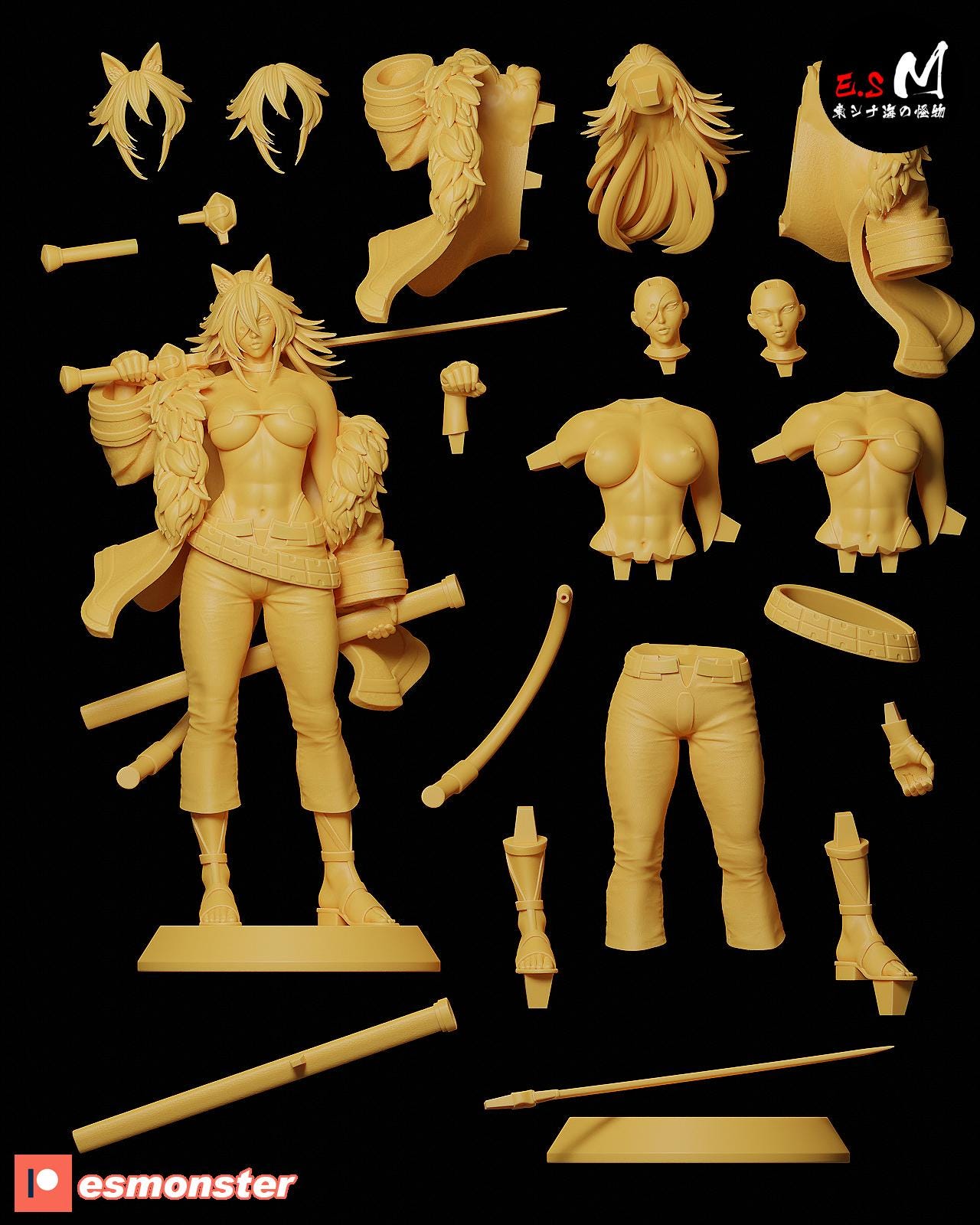 Bestial Sword Master | Resin Garage Kit Sculpture Anime Video Game Fan Art Statue | E.S Monster