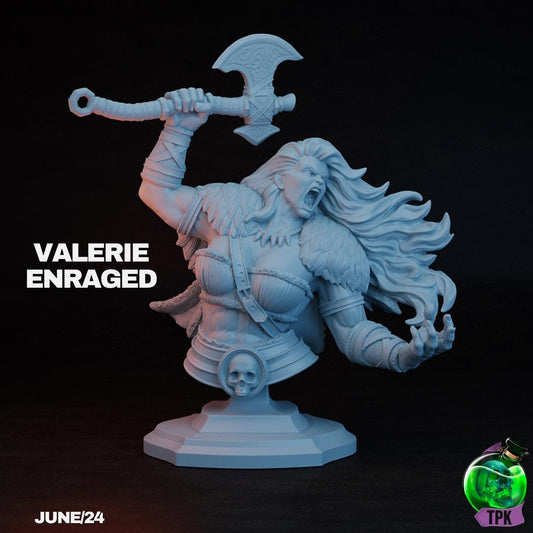 Valerie Enraged, Barbarian Female | Tabletop Gaming Mini or Display Figure | TPKLab