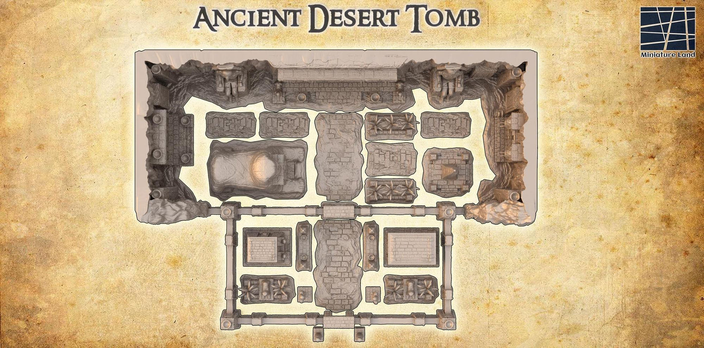 Ancient Desert Tomb | 28mm Scale Model Terrain | D&D TTRPG Playable 3D Printed Building | MiniatureLand
