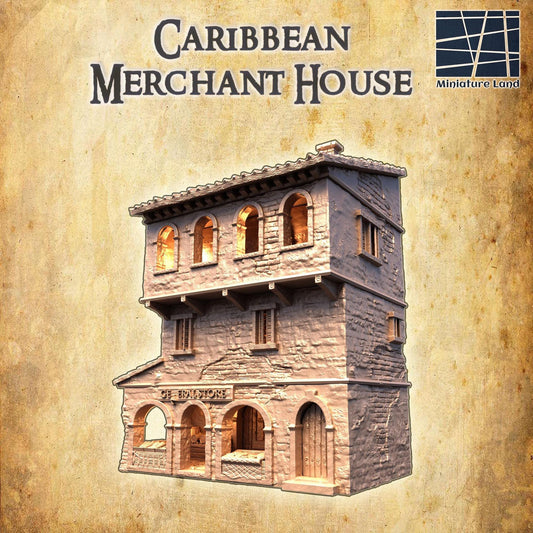 Caribbean Market House | 28mm Scale Model Terrain | D&D TTRPG Playable 3D Printed Building | MiniatureLand
