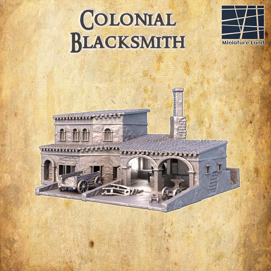 Colonial Blacksmith | 28mm Scale Model Terrain | D&D TTRPG Playable 3D Printed Building | MiniatureLand