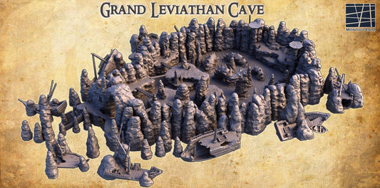 Grand Leviathan Cave | 28mm Scale Model Terrain | D&D TTRPG Playable 3D Printed Building | MiniatureLand