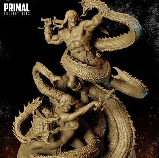 The Barbarian Diorama | Display Scale | TTRPG D&D Miniature | Primal Collectibles
