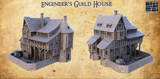 Engineer Guild House | 28mm Scale Model Terrain | D&D TTRPG Playable 3D Printed Building | MiniatureLand