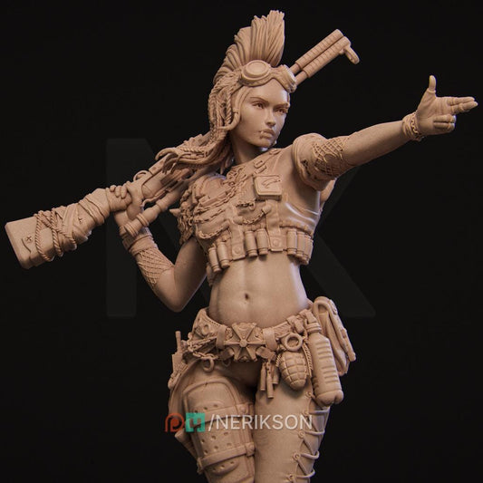 Ramona The Wasteland Warrior | Garage Resin Kit Statue | D&D TTRPG Fantasy Miniature | Nerikson