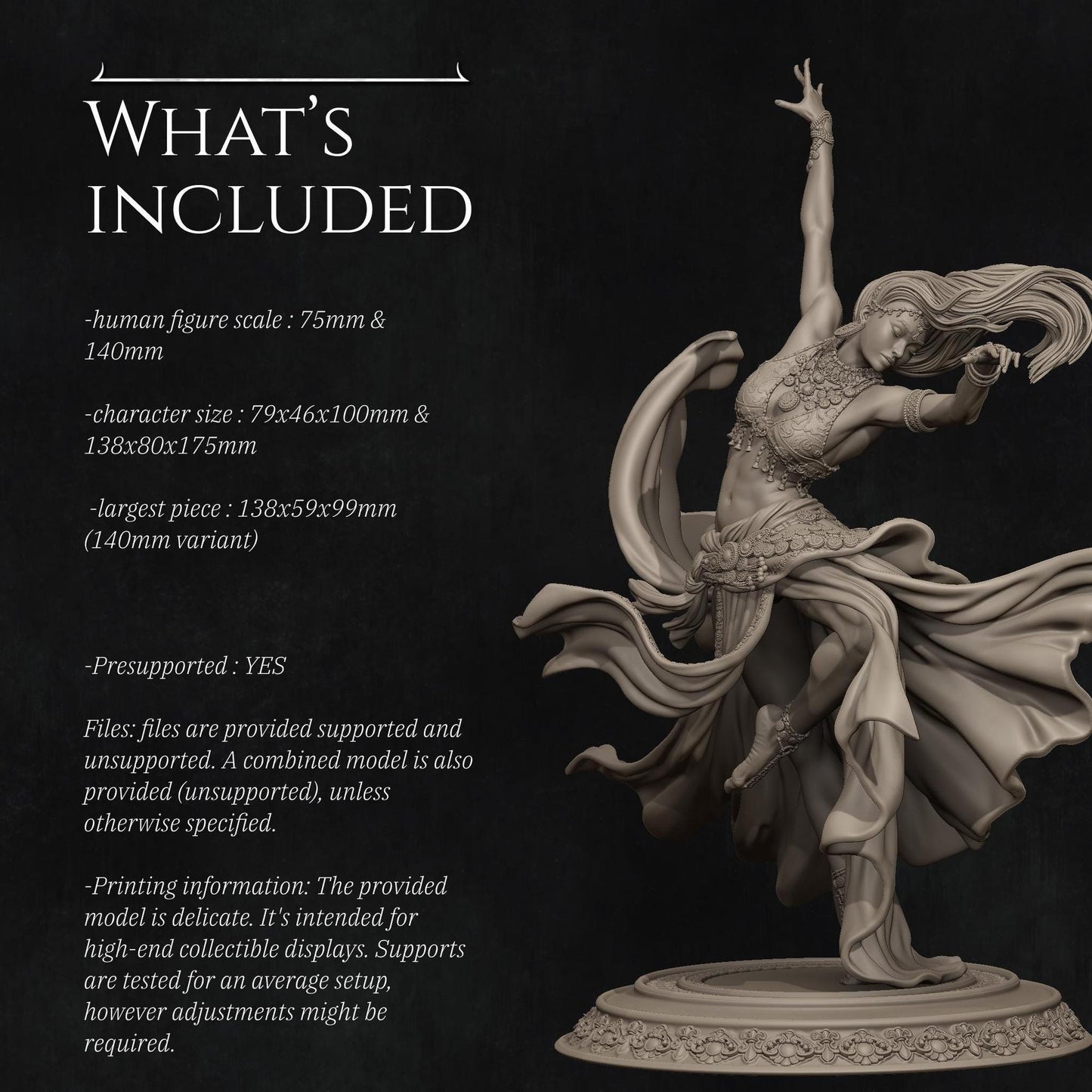 Sound of Night, Dancer | Garage Resin Kit Statue | D&D TTRPG Fantasy Miniature | Nerikson