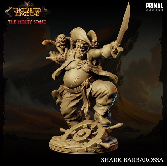 Evil Captain Shark Barbarossa | Tabletop Scale | TTRPG D&D Miniature | Primal Collectibles