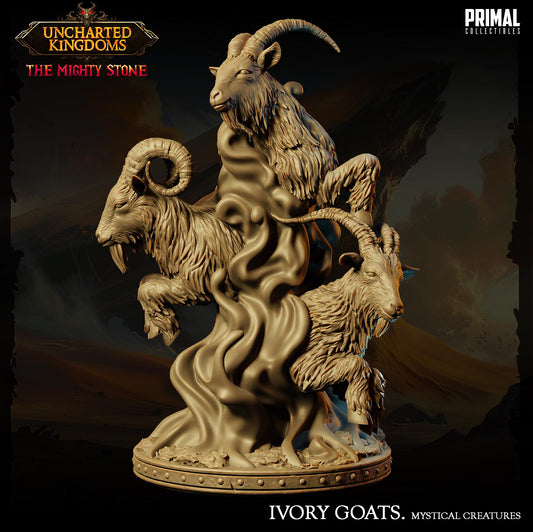 Mystical Animals Ivory Goats | Tabletop Scale | TTRPG D&D Miniature | Primal Collectibles
