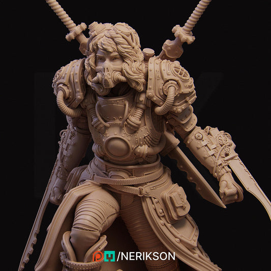 Naojiri the Steampunk Samurai | Garage Resin Kit Statue | D&D TTRPG Fantasy Miniature | Nerikson
