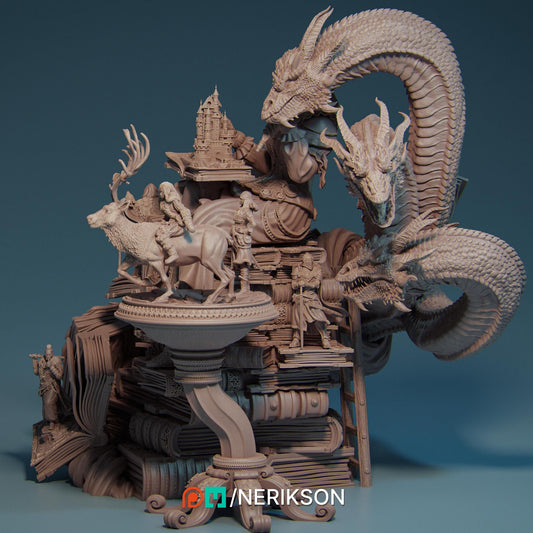 Orinthia the Magical Librarian | Garage Resin Kit Statue | D&D TTRPG Fantasy Miniature | Nerikson
