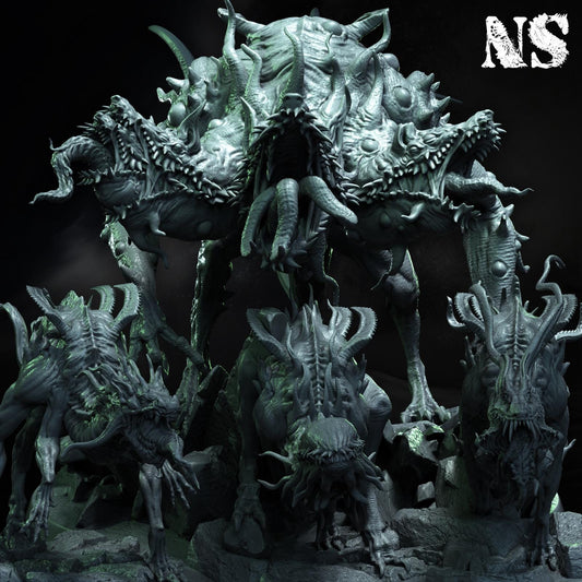 Mh'ithrha, the Arch-Lord and the Hounds of Tindalos Collection | Lovecraft, Elder God | D&D Cosmic Horror Fantasy | NS Miniatures