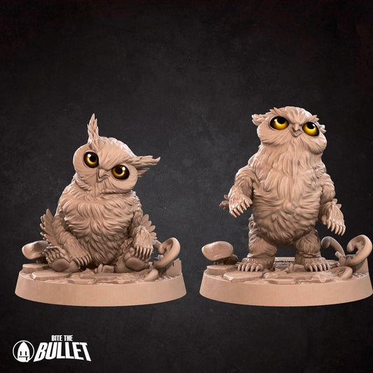 Owlbear Cubs Set | TABLETOP SCALE | D&D Pathfinder TTRPG Miniature | Bite the Bullet