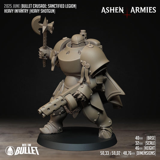 Sanctified Legion, Heavy Infantry (Shotgun) | TABLETOP SCALE | D&D Pathfinder TTRPG Miniature | Bite the Bullet