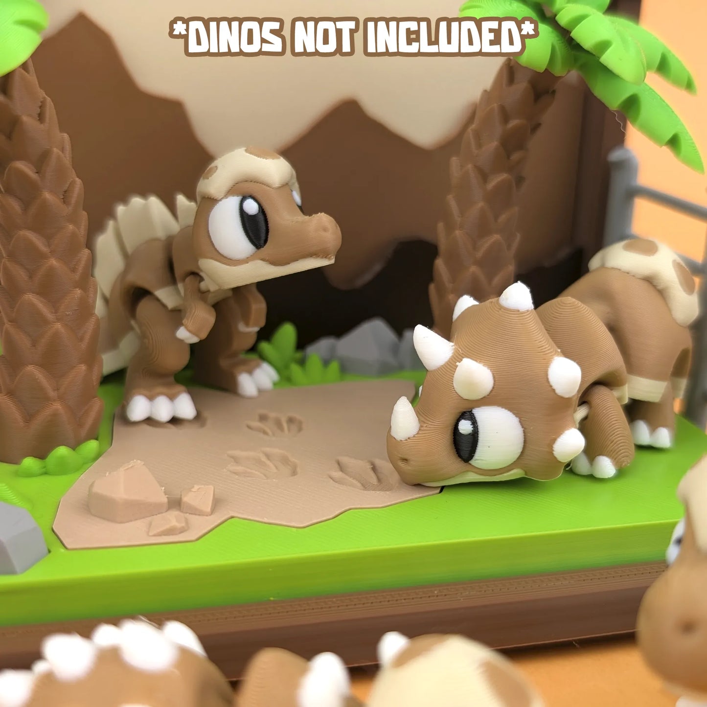 Mini Jurassic World Playset by Tattles Told 3D, featuring miniature dinosaur figures and jungle scenery from the Jurassic World series.