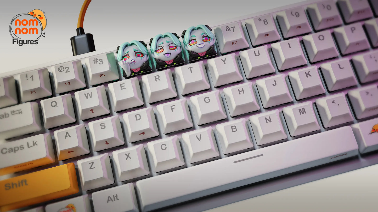 Keycaps - Cyber Runner | 3D Printed Resin Anime Fan Art | Nomnom Figures