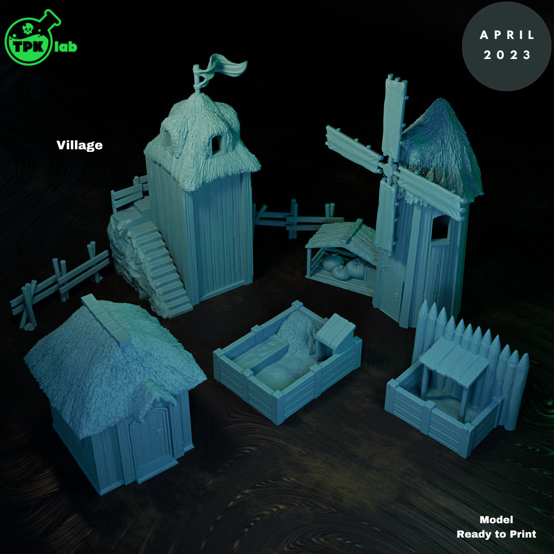 Village 1 Terrain | Tabletop Gaming Mini | TPKLab - Tattles Told 3D