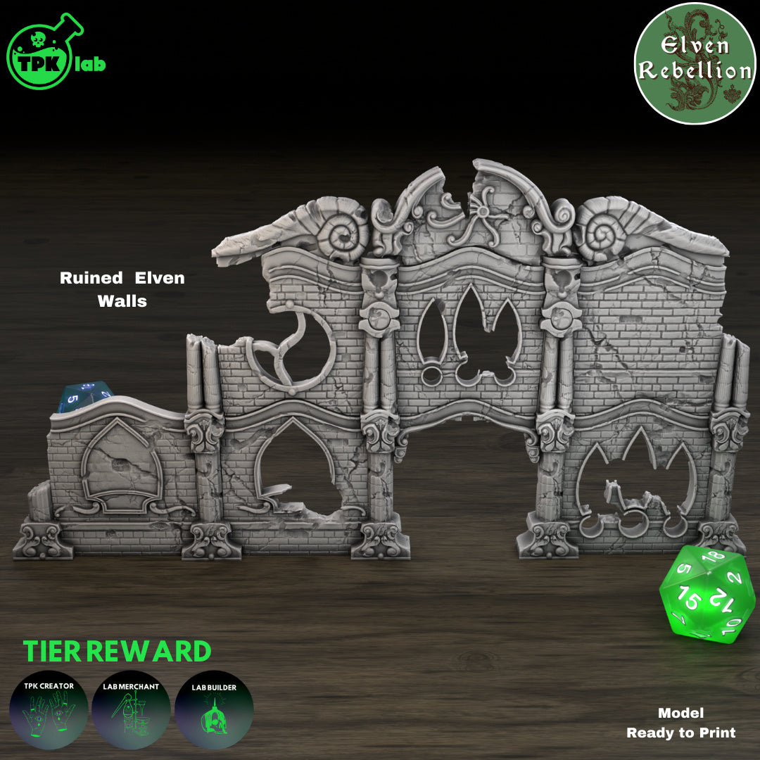 Elven Walls Terrain | Tabletop Gaming Mini | TPKLab