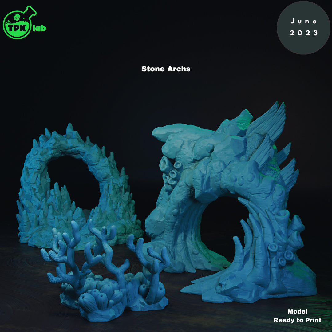 Stone and Coral Arches Terrain | Tabletop Gaming Mini | TPKLab - Tattles Told 3D