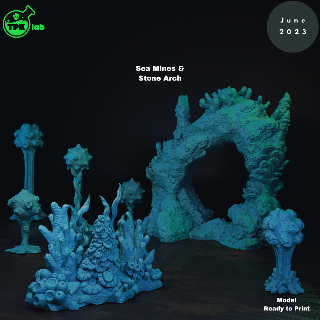 Sea Mines Scatter | Tabletop Gaming Mini | TPKLab - Tattles Told 3D