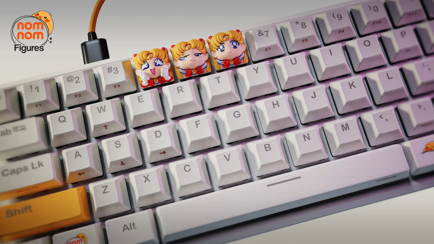Keycaps - Lunar Senshi | 3D Printed Resin Anime Fan Art | Nomnom Figures
