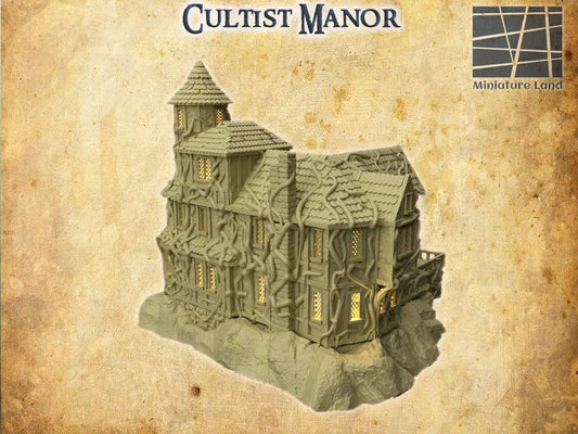 Corrupted Cultist Manor House | 28mm Scale | D&D TTRPG Playable 3D Printed Building Terrain Scenery | MiniatureLand