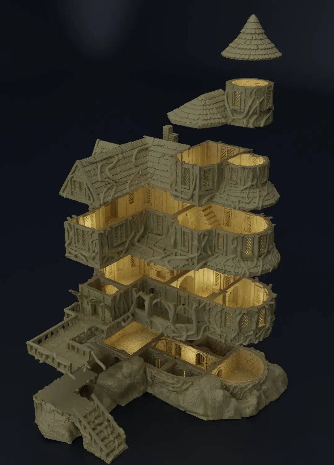 Corrupted Cultist Manor House | 28mm Scale | D&D TTRPG Playable 3D Printed Building Terrain Scenery | MiniatureLand