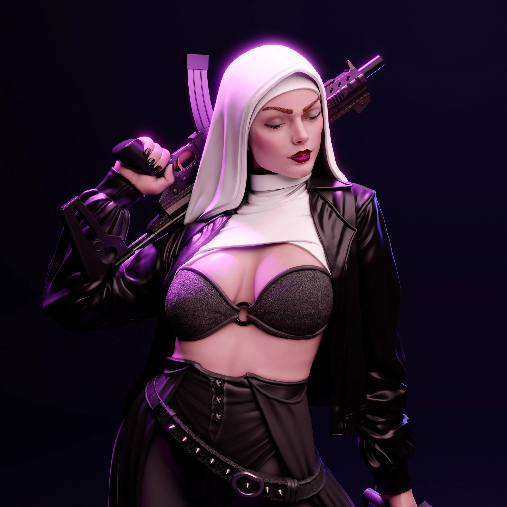 1:12 Nun with a Gun | 3D Printed Resin Garage Kit Figure | CA 3D Studios