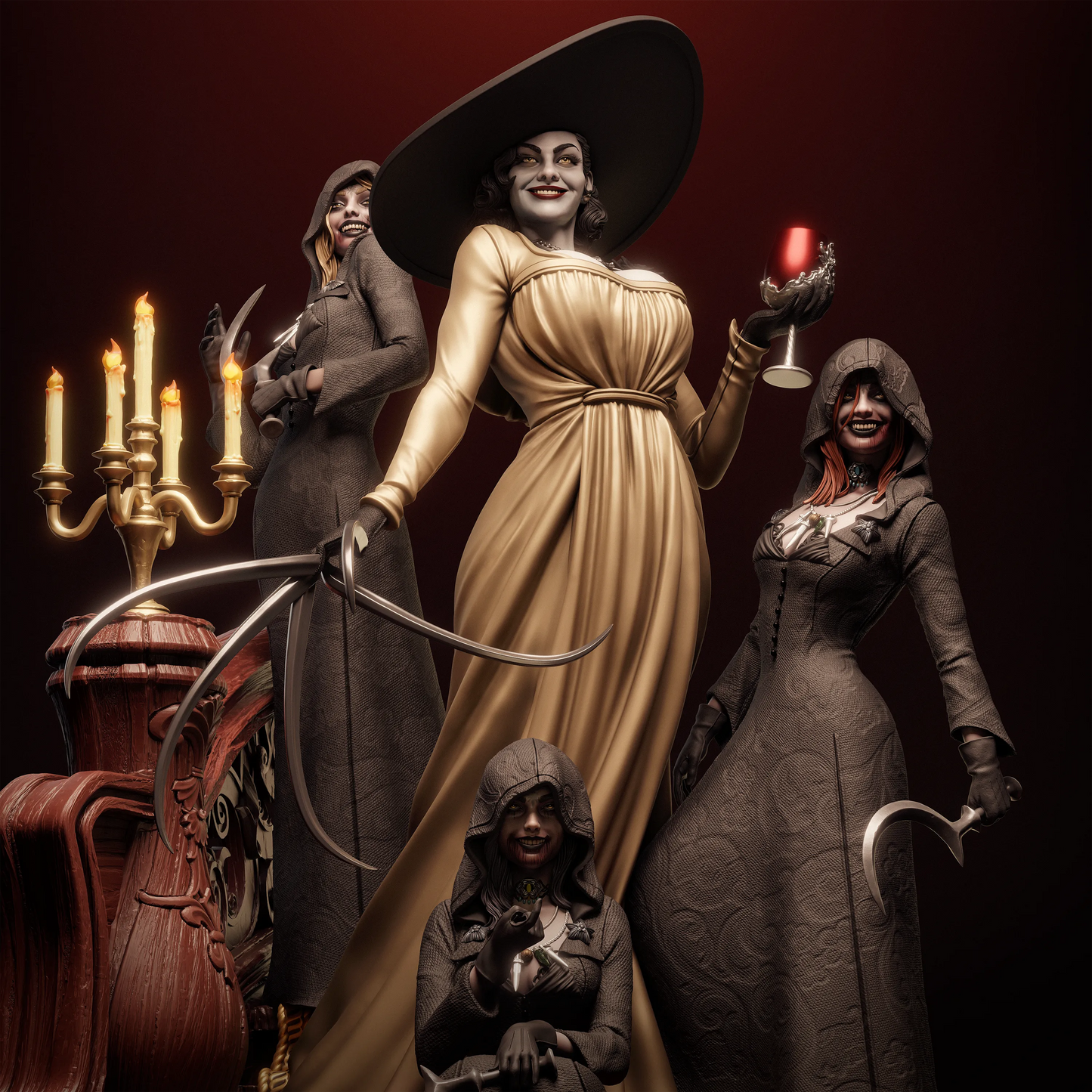 1:12 Vampire Matriarch and Daughters | 3D Printed Resin Garage Kit Figure | CA 3D Studios