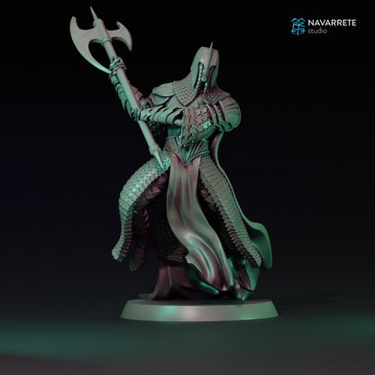 Miniature figure from The Corrupted tabletop game by Navarrete Studio, created by Tattles Told 3D, shown in detailed pose.
