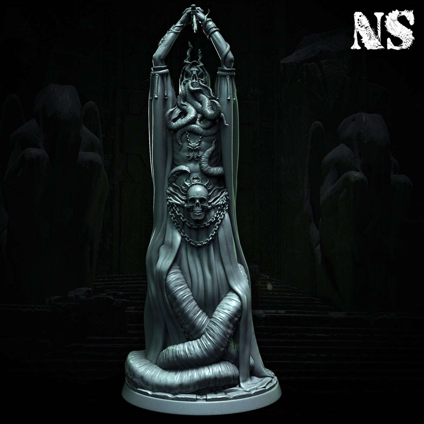 Cult of Cthulhu The Great Offering 75mm | Cultist, Lovecraft, Elder God, Altar | D&D Cosmic Horror Fantasy | NS Miniatures