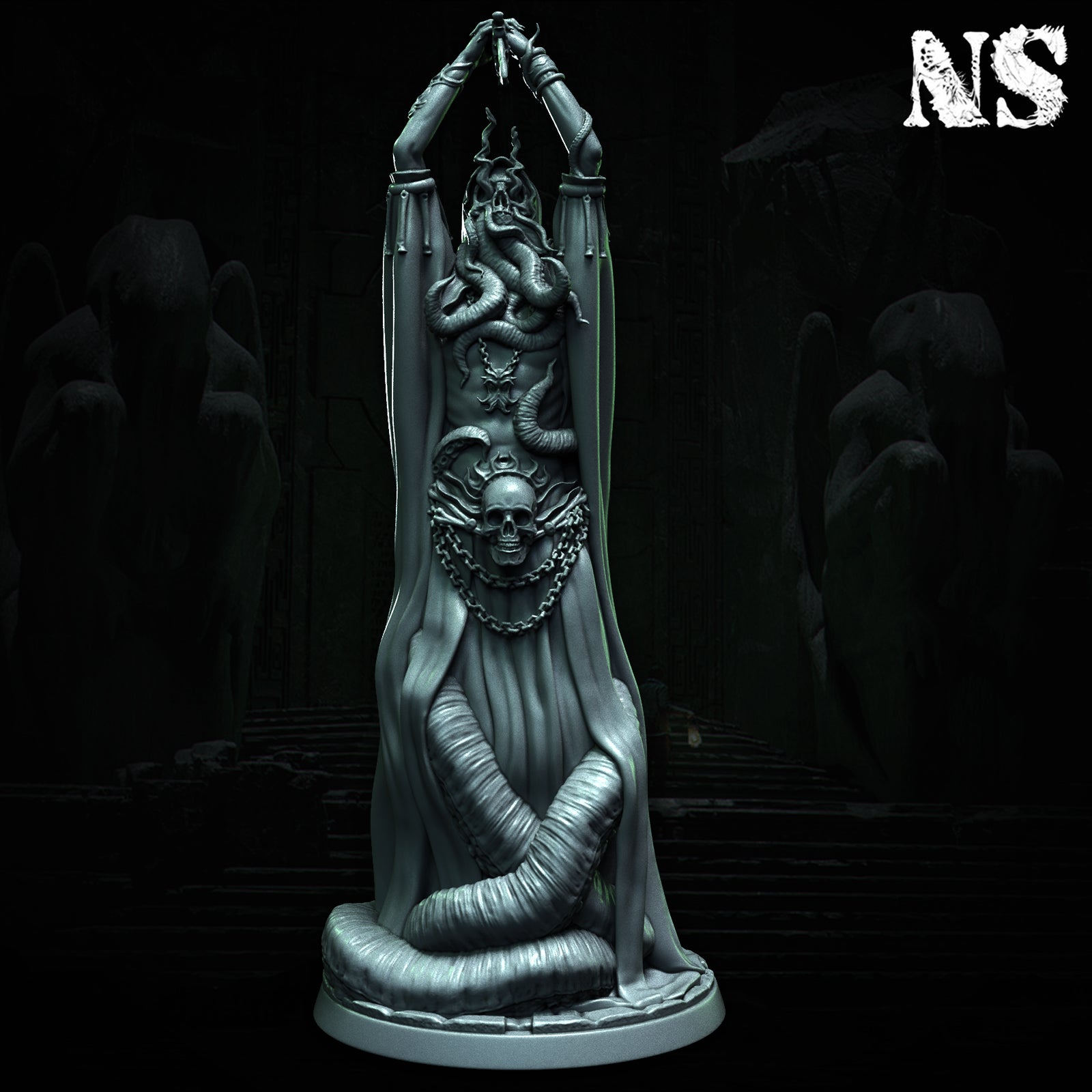 Cult of Cthulhu The Great Offering 75mm | Cultist, Lovecraft, Elder God, Altar | D&D Cosmic Horror Fantasy | NS Miniatures