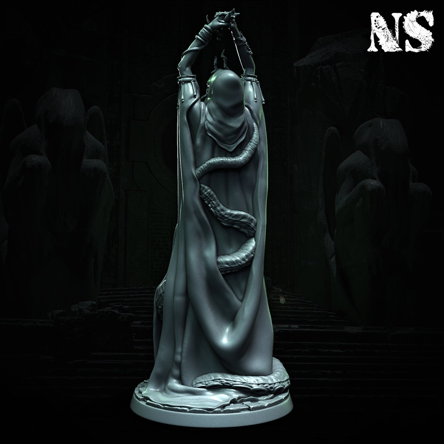 Cult of Cthulhu The Great Offering 75mm | Cultist, Lovecraft, Elder God, Altar | D&D Cosmic Horror Fantasy | NS Miniatures