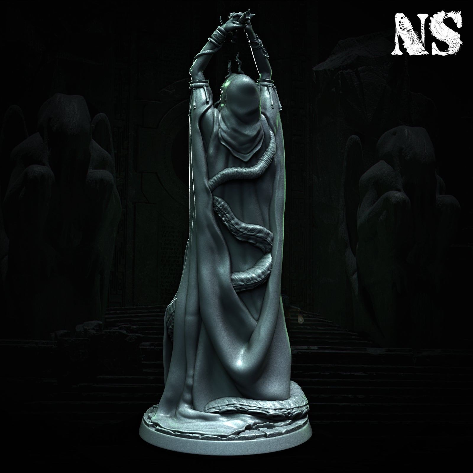 Cult of Cthulhu The Great Offering 75mm | Cultist, Lovecraft, Elder God, Altar | D&D Cosmic Horror Fantasy | NS Miniatures