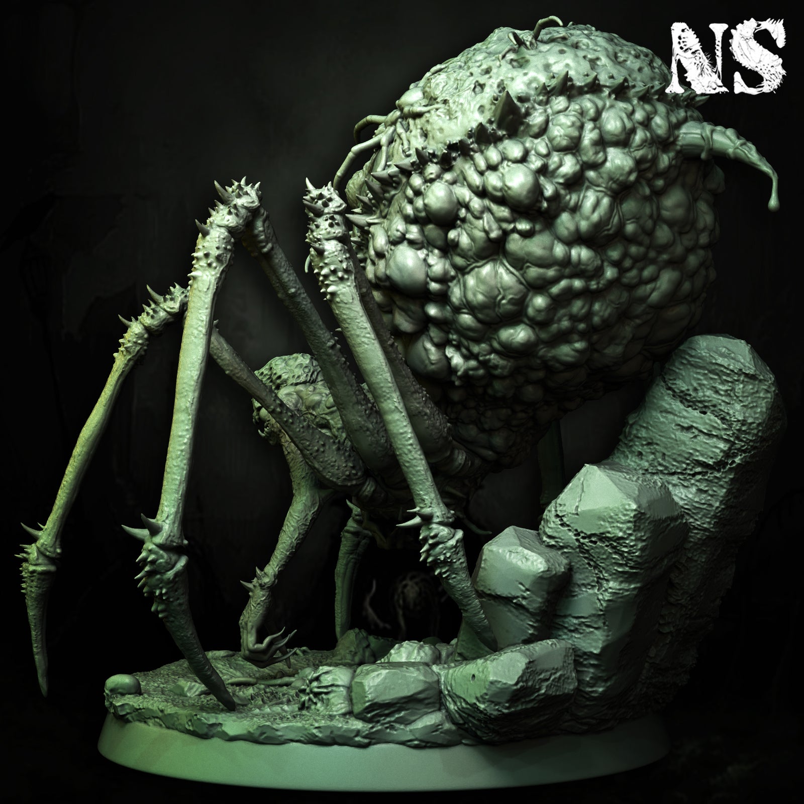 Miniature of Atlach-Nacha, the Spider God from Lovecraft-inspired D&D cosmic horror, featuring intricate spider and elder god details.