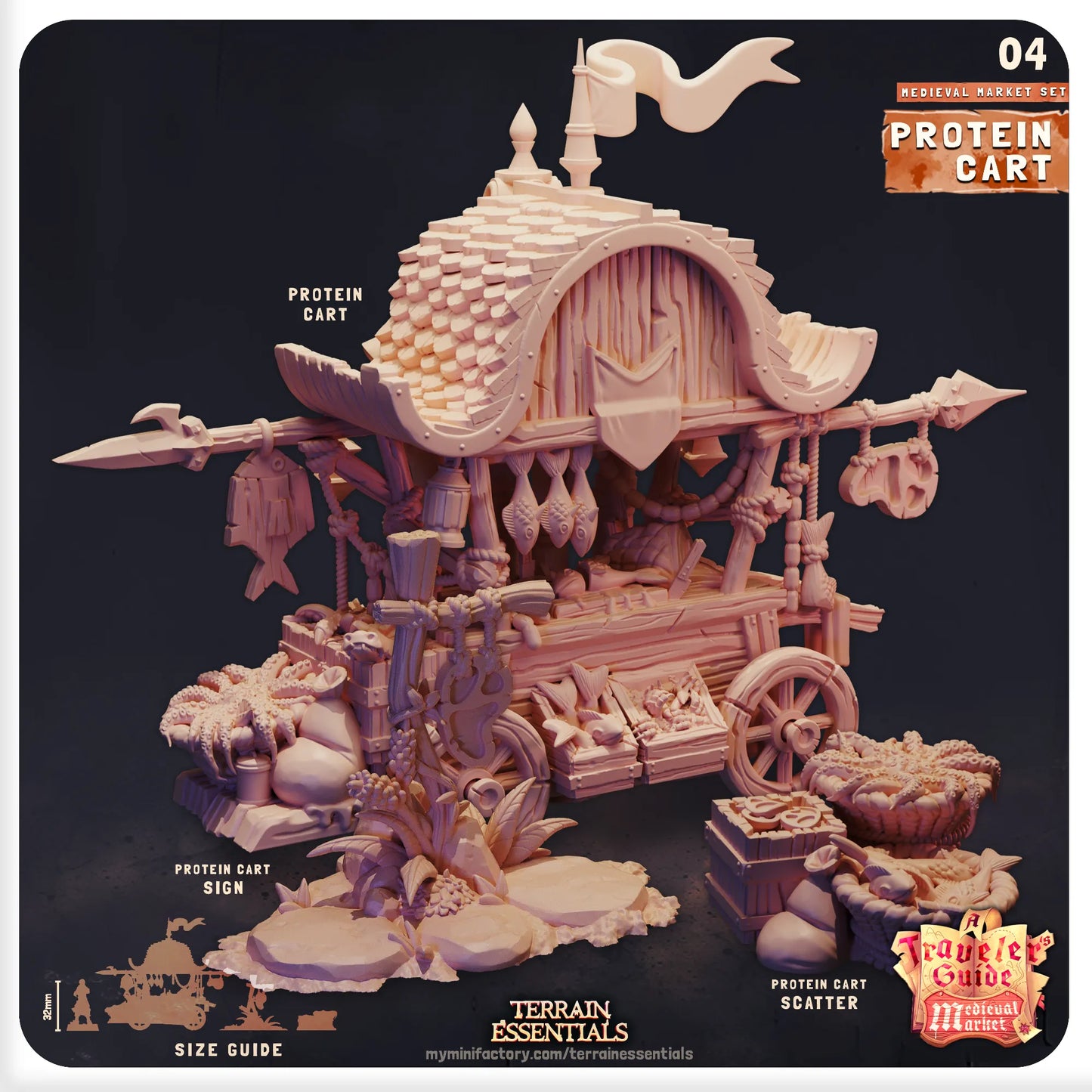 Medieval Market Set | TTRPG Scatter Diorama Dollhouse Miniature | Terrain Essentials