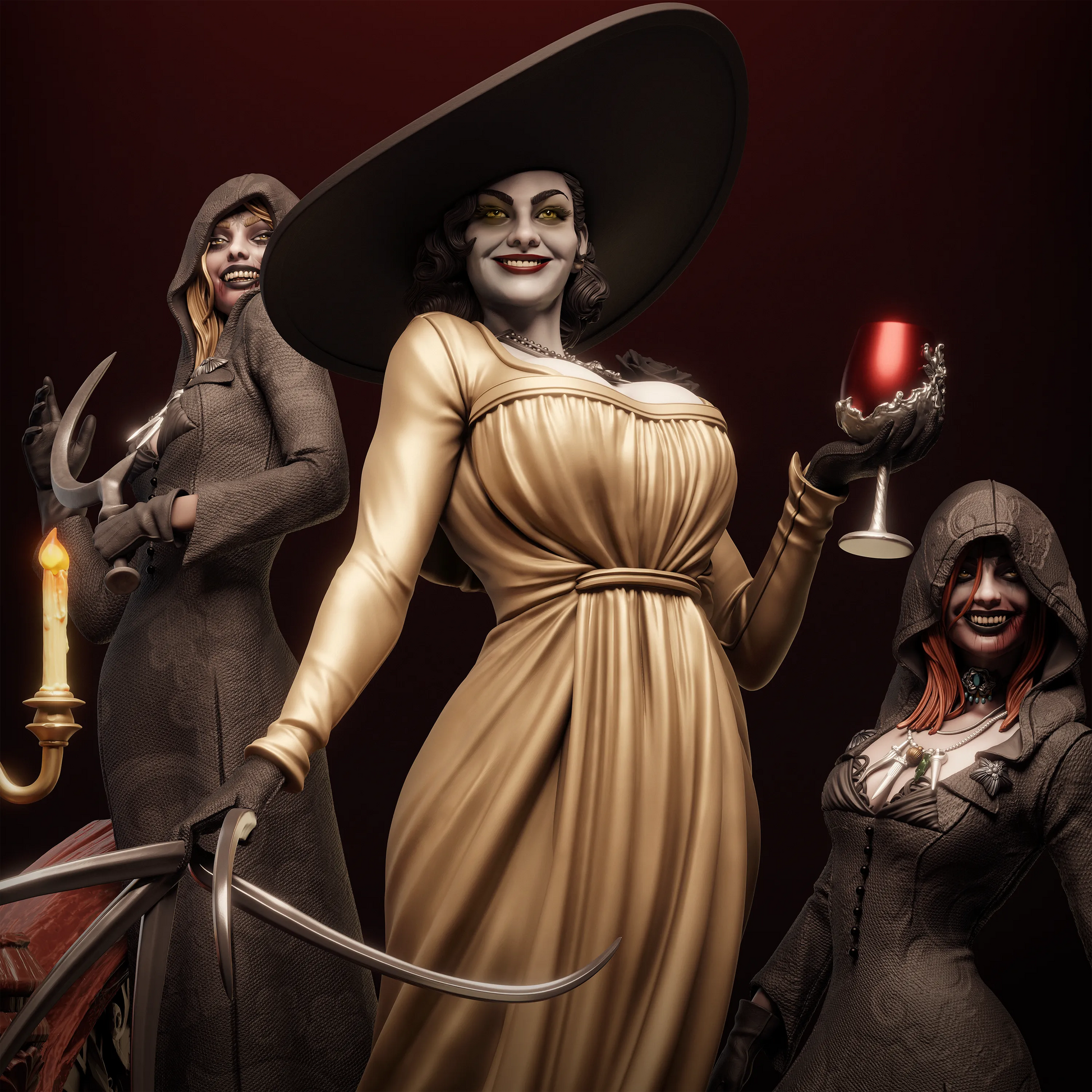 1:12 Vampire Matriarch and Daughters | 3D Printed Resin Garage Kit Figure | CA 3D Studios