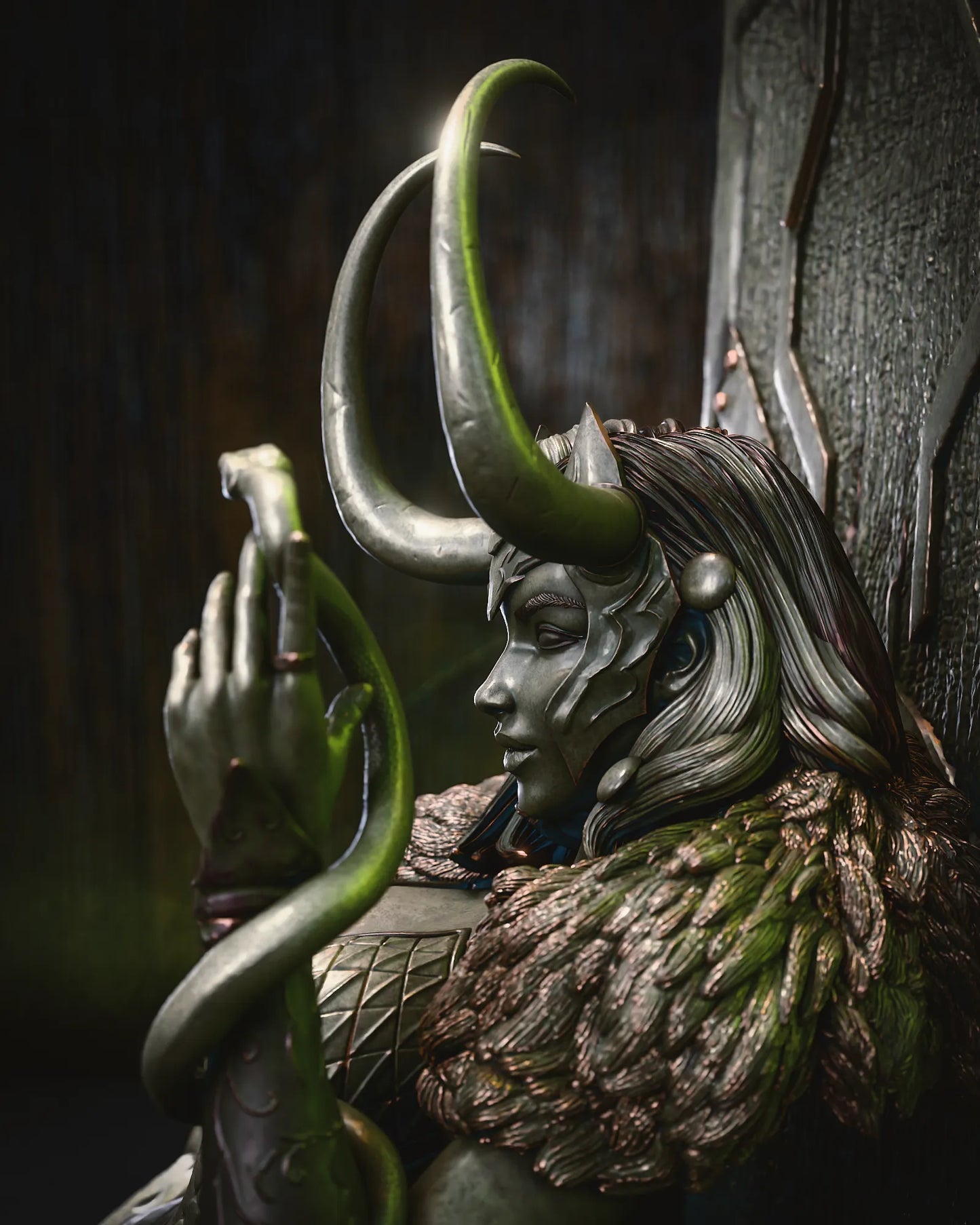 1:12 Horned Trickster on Throne | 3D Printed Resin Garage Kit Figure | CA 3D Studios
