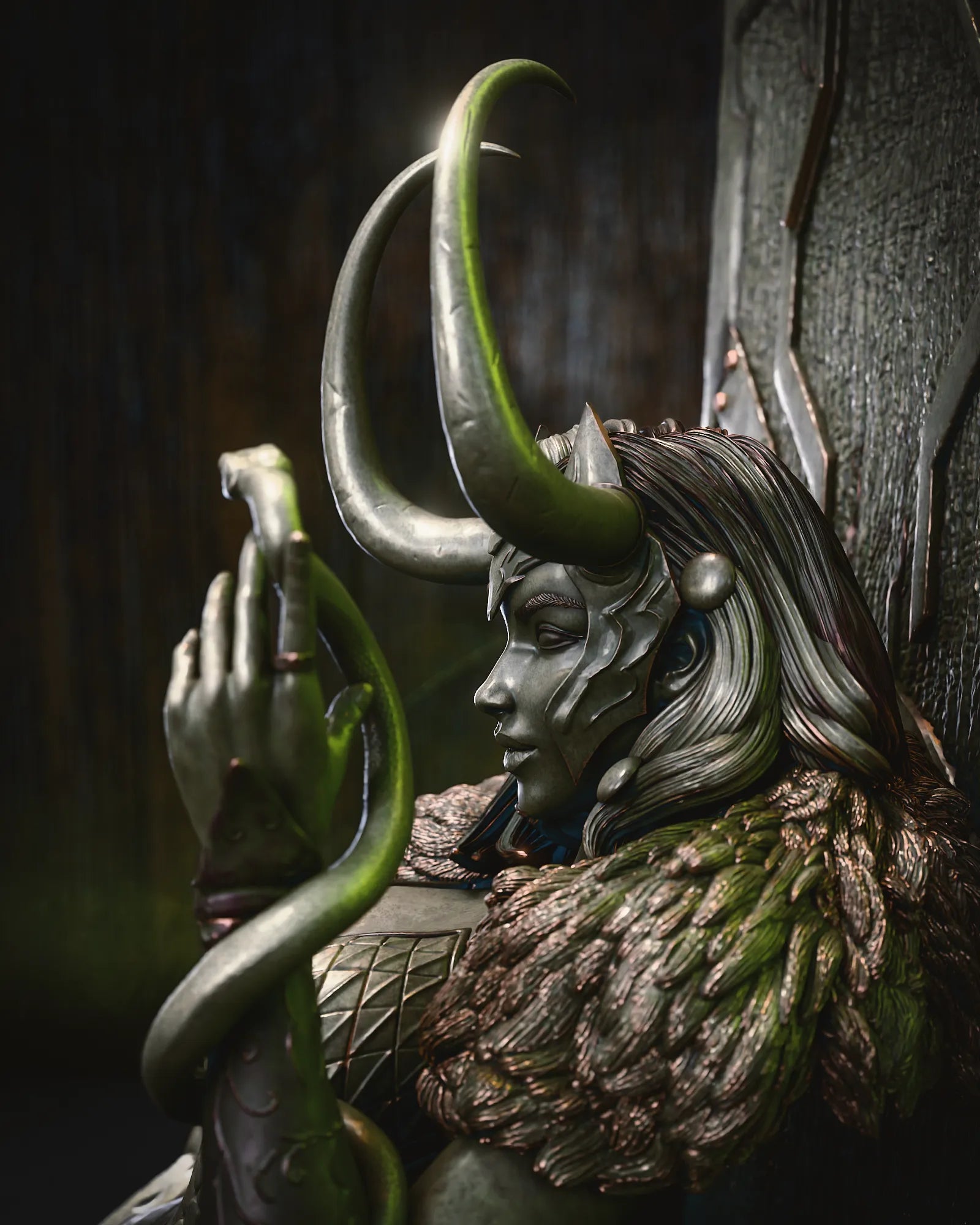 1:12 Horned Trickster on Throne | 3D Printed Resin Garage Kit Figure | CA 3D Studios