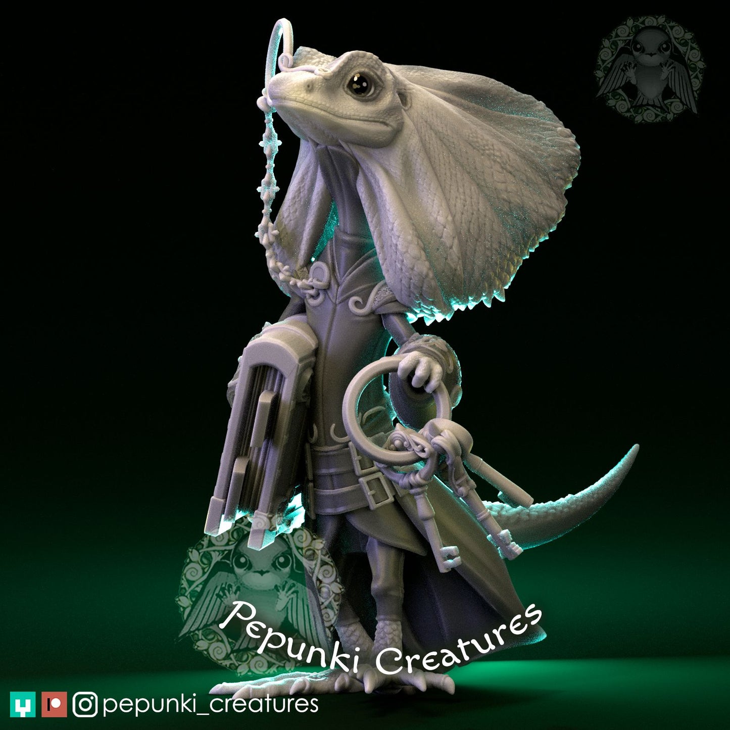 Frilled Lizard Librarian | Pepunki Creatures