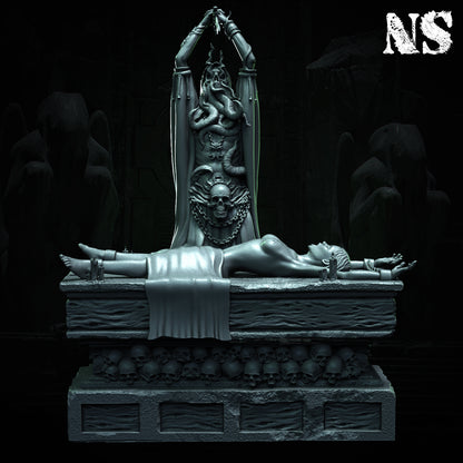 Cult of Cthulhu The Great Offering 75mm | Cultist, Lovecraft, Elder God, Altar | D&D Cosmic Horror Fantasy | NS Miniatures