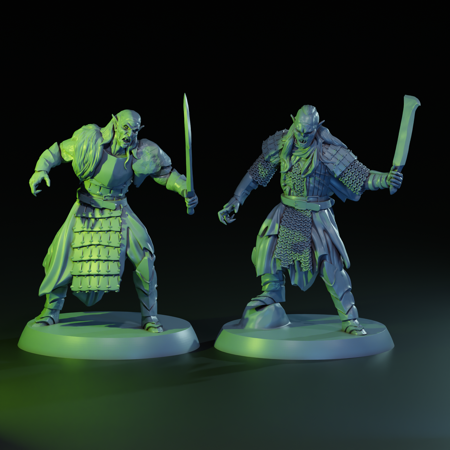 Orc Sentinels of the Shadow Pass miniature by Tattles Told 3D, detailed tabletop gaming miniature with armored orc figures.