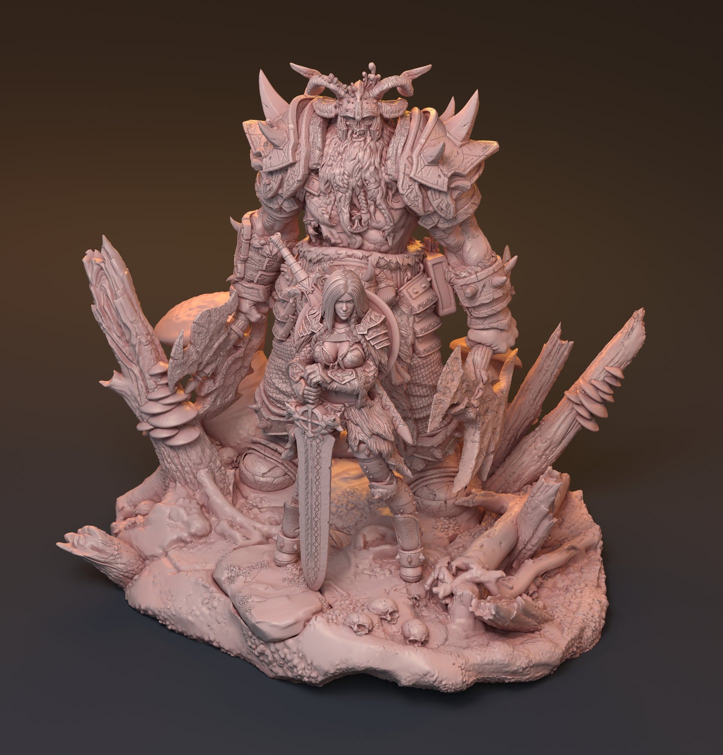 Gaedel and Bastor-Tan, Pin Up Diorama | D&D TTRPG Miniature | Hardwitch Games