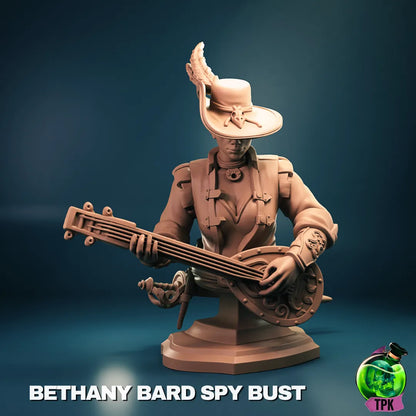 Bethany Vigilant Bard Spy miniature by Tattles Told 3D, detailed tabletop gaming figure, perfect for display or gaming sessions.