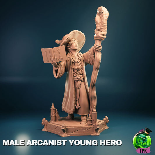 Male Young Arcanist | Tabletop Gaming Mini or Display Figure | TPKLab