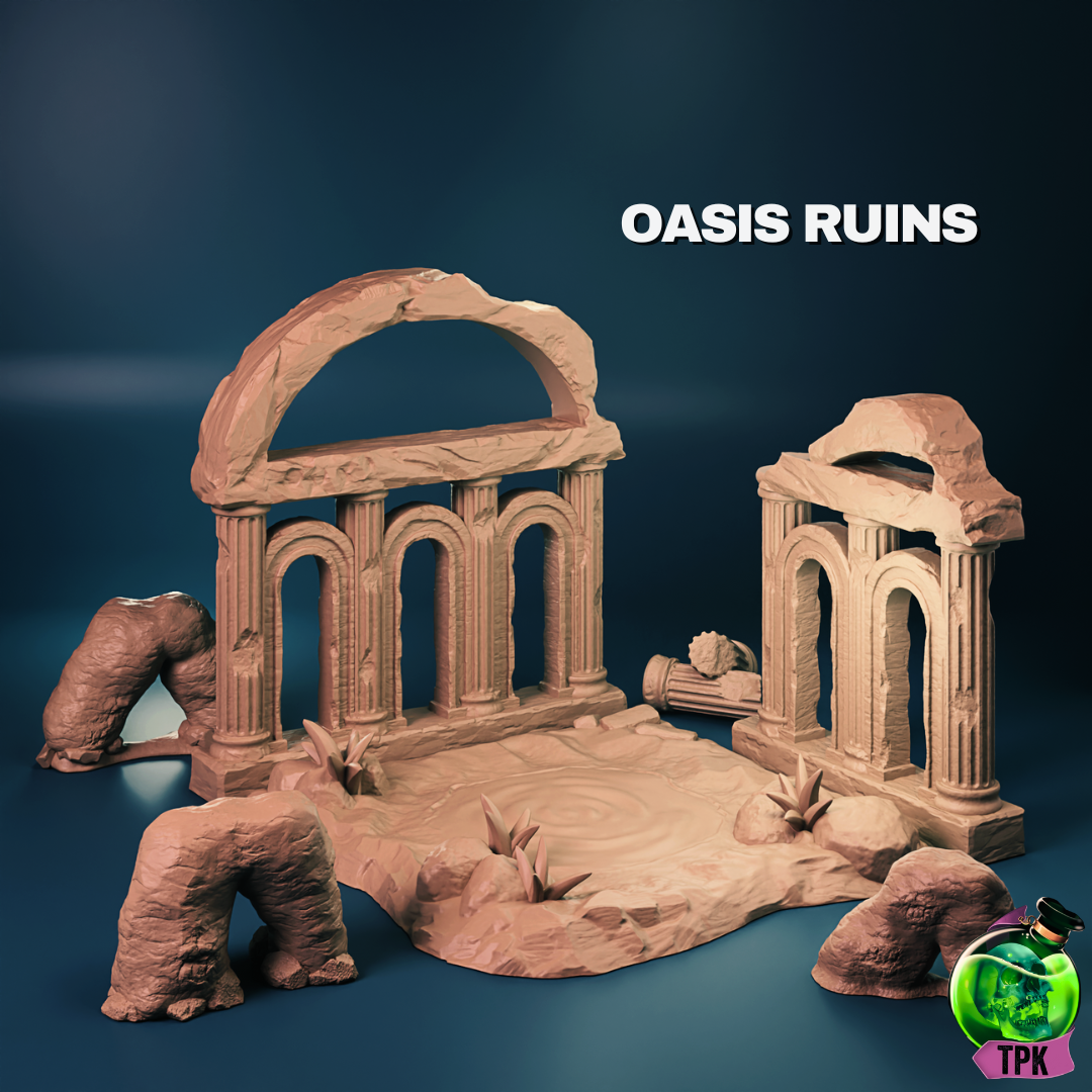 Oasis Ruins Terrain | Tabletop Gaming Mini | TPKLab - Tattles Told 3D
