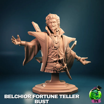 Tattles Told 3D Belchior Fortune Teller Spy miniature figure from TPKLab, tabletop gaming or display figurine with detailed features.