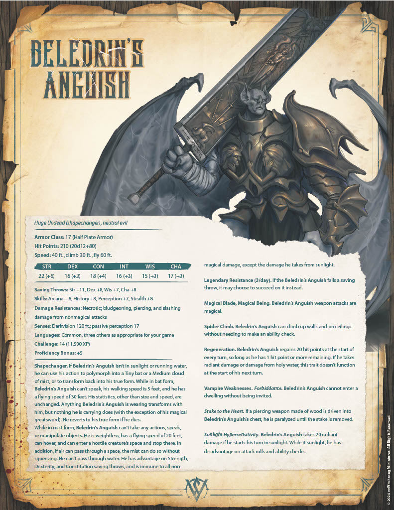 Beledrin's Anguish | Mini or Bust | Monster Miniature Statue | Witchsong Miniatures