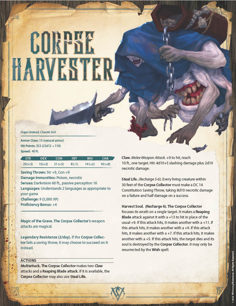 Corpse Harvester | Mini or Bust | Monster Miniature Statue | Witchsong Miniatures