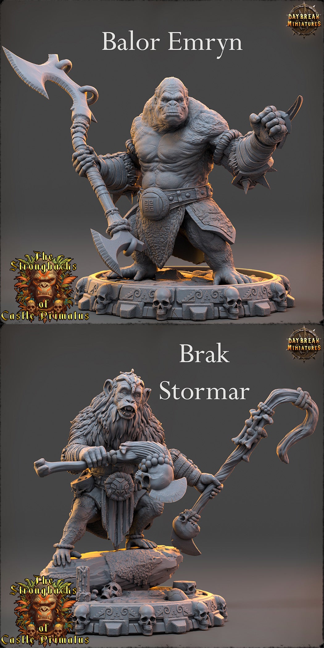 Ape Folk - The Strongbacks of Castle Primatus | Tabletop or Display Scale | D&D Mini | Daybreak Miniatures