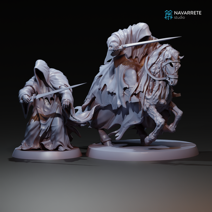 Detailed Tattles Told 3D tabletop gaming miniature of Navarrete Studio's The Corrupted character, painted with intricate armor and weapons.